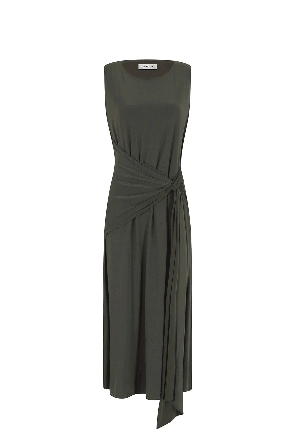 Angelica Sleeveless Midi Dress in Olive