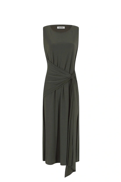 Angelica Sleeveless Midi Dress in Olive