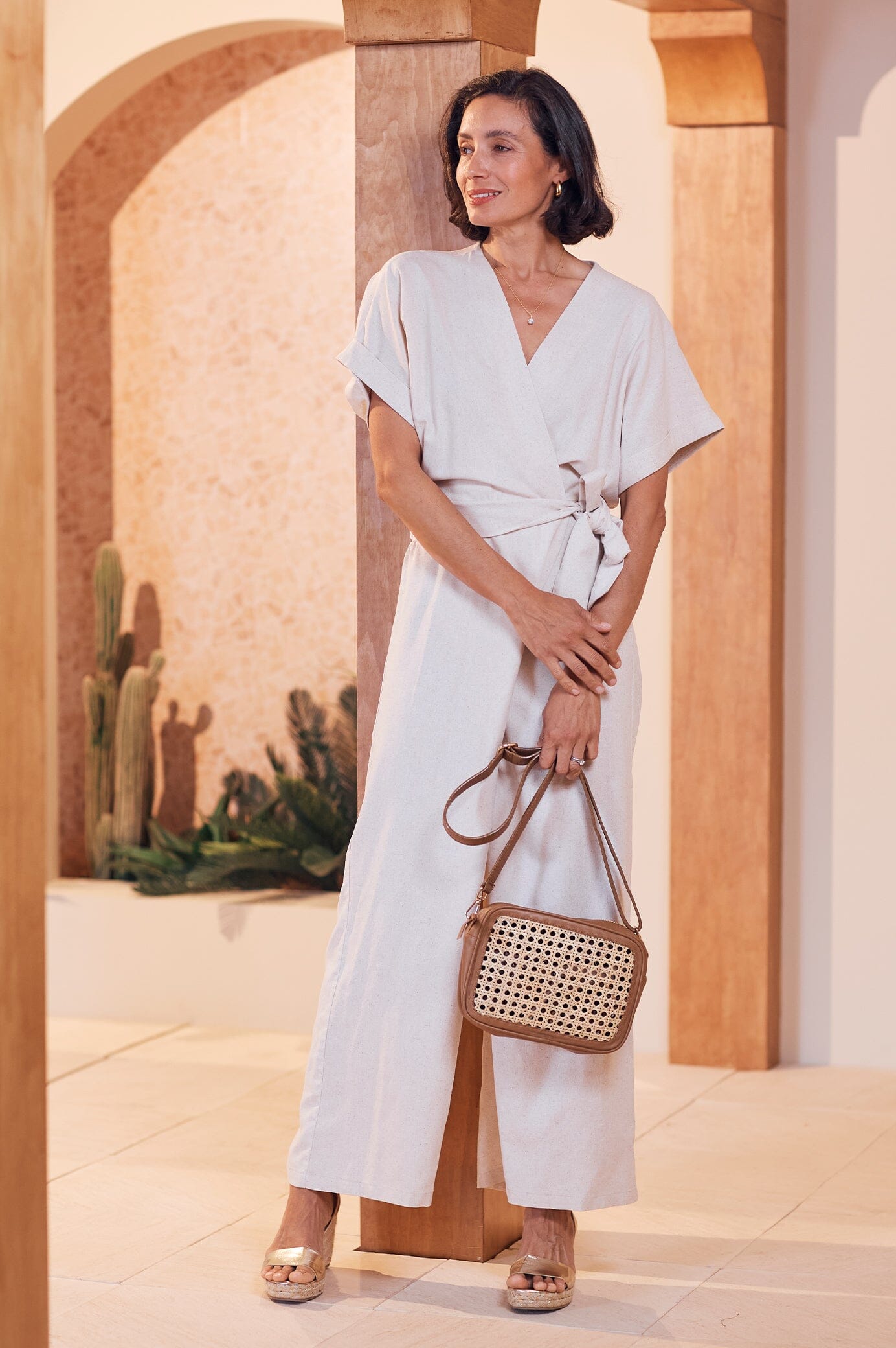 Jude Jumpsuit Linen Blend in Oatmeal