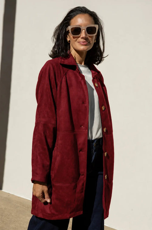 Vanessa Faux Suede Coat Burgundy