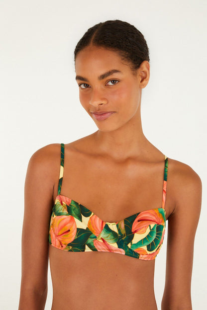 Golden Yellow Anthurium Underwire Bikini Top