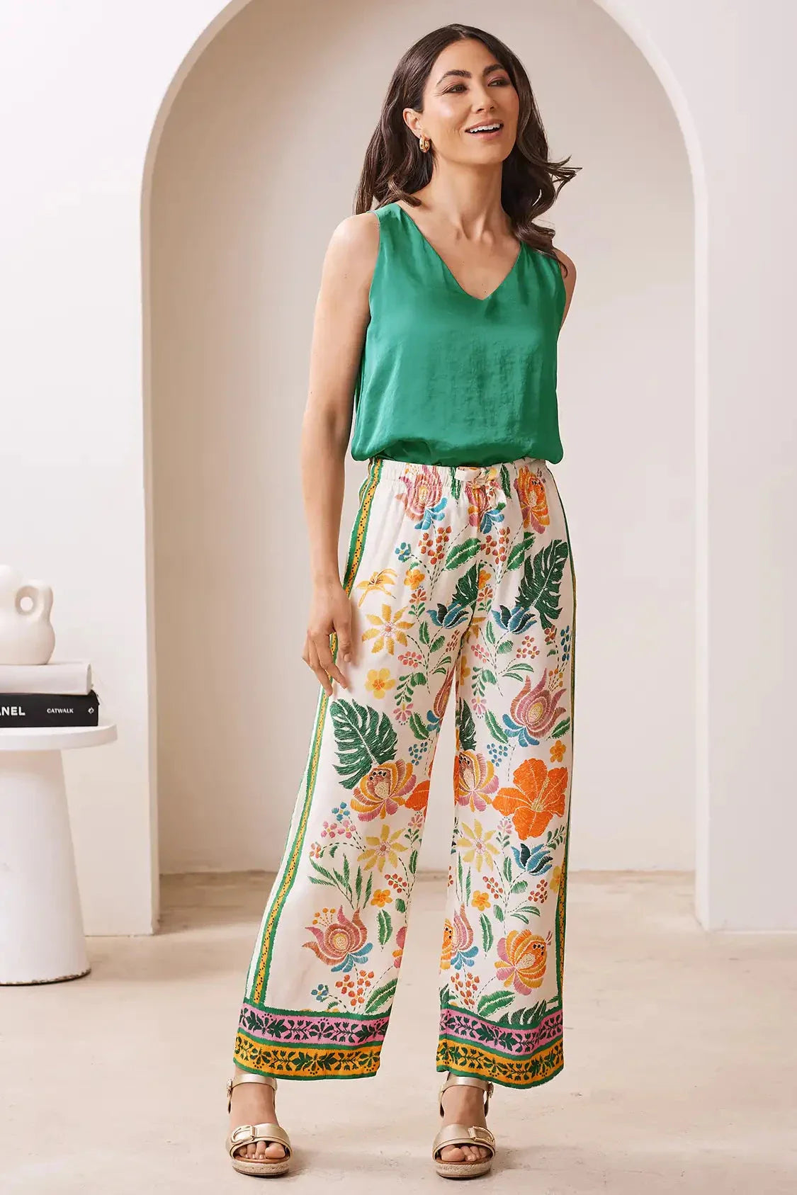 Alyce Floral Straight Leg Tie Pants