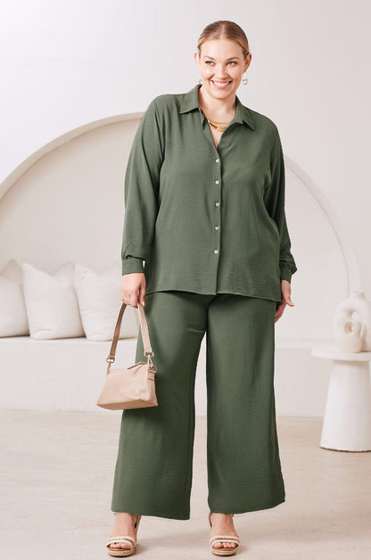 Paola Straight Leg Pants Olive - Pre Order