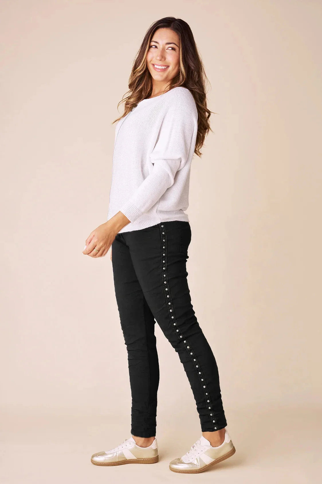 Abbie Studded Crinkle Jogger Black
