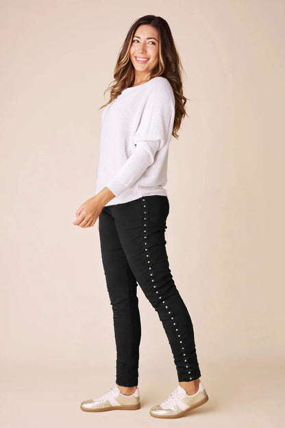 Abbie Studded Crinkle Jogger Black
