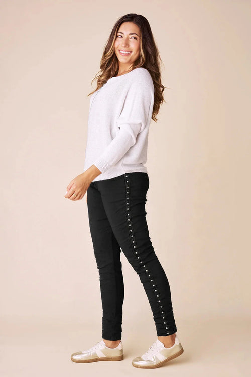 Abbie Studded Crinkle Jogger Black