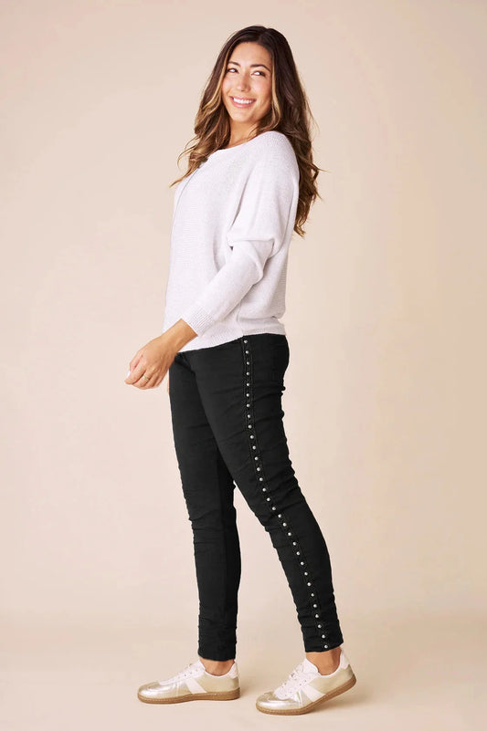 Abbie Studded Crinkle Jogger Black