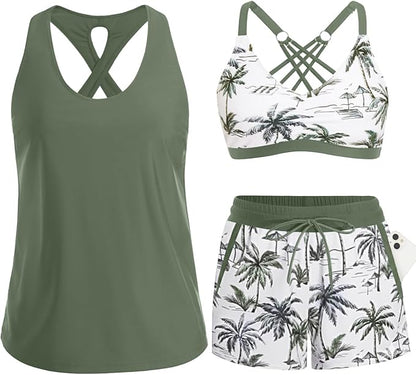 3 Piece Tankini with Shorts🔥