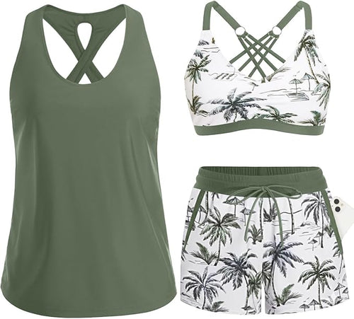 3 Piece Tankini with Shorts🔥