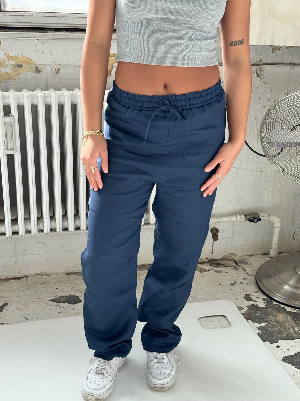 Matilde W linen pants - Navy
