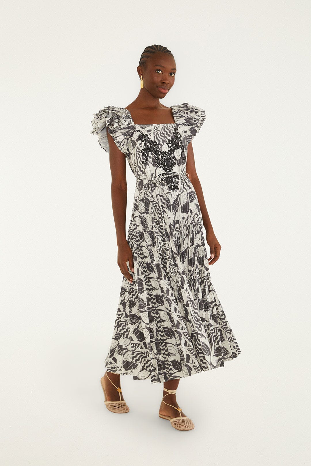 Sand Seashell Serenade Pleated Maxi Dress