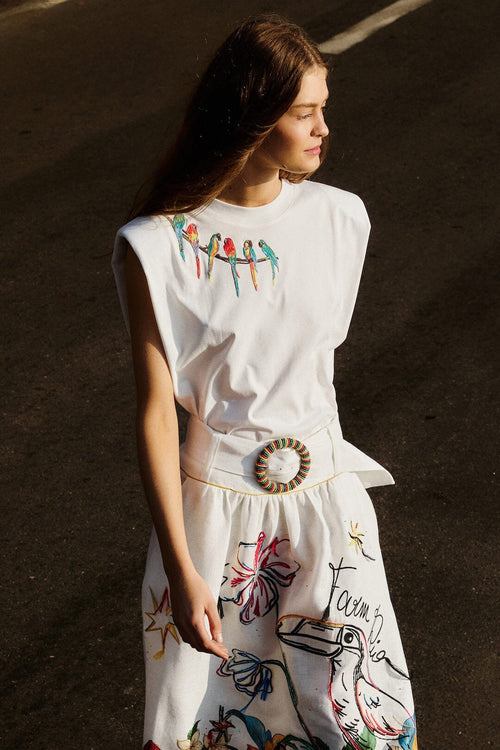 Off-White Birds On Branch Embroidered  T-Shirt