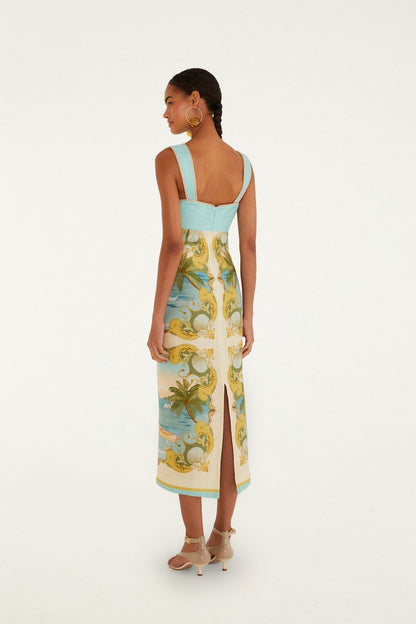 Multicolor Royal Sea Maxi Dress