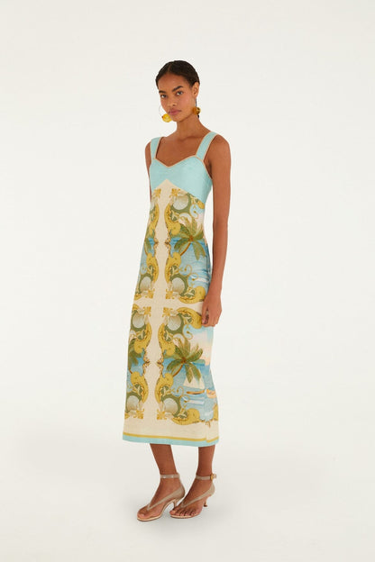 Multicolor Royal Sea Maxi Dress