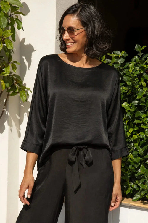 Martina Long Sleeve Top Black - Pre Order