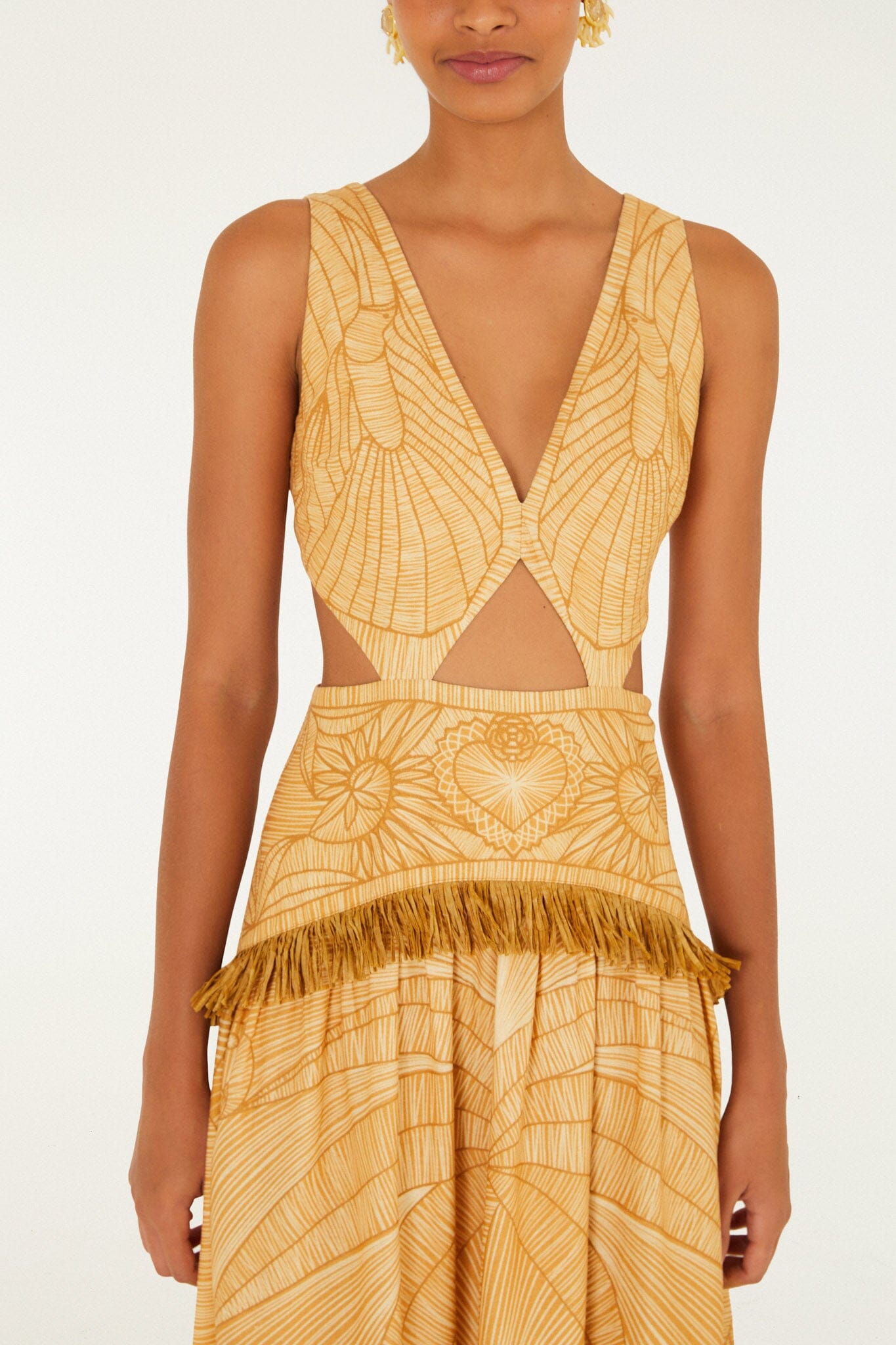 Caramel Usiacuri Cut-Out Maxi Dress