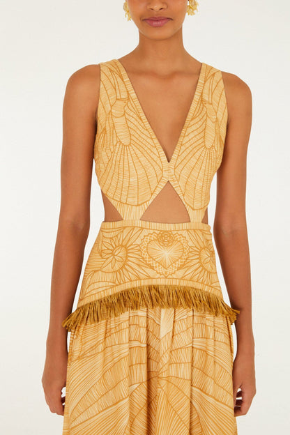 Caramel Usiacuri Cut-Out Maxi Dress