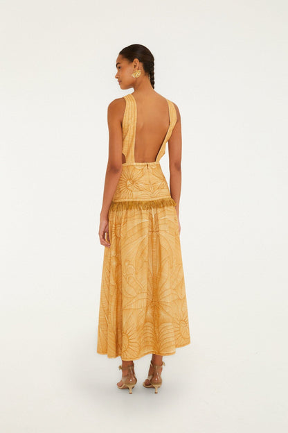 Caramel Usiacuri Cut-Out Maxi Dress