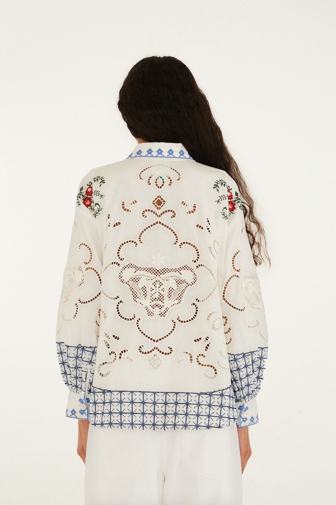 Off-White Flowers Embroidery Richelieu Shirt