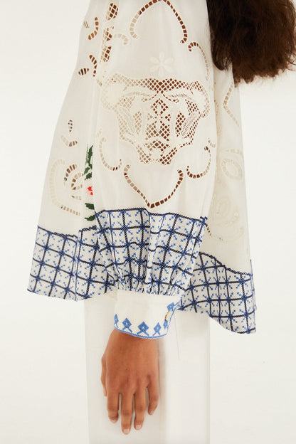 Off-White Flowers Embroidery Richelieu Shirt