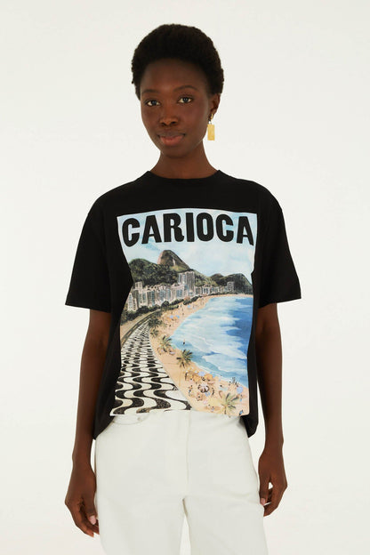 Black Landscape Carioca  Relaxed T-Shirt