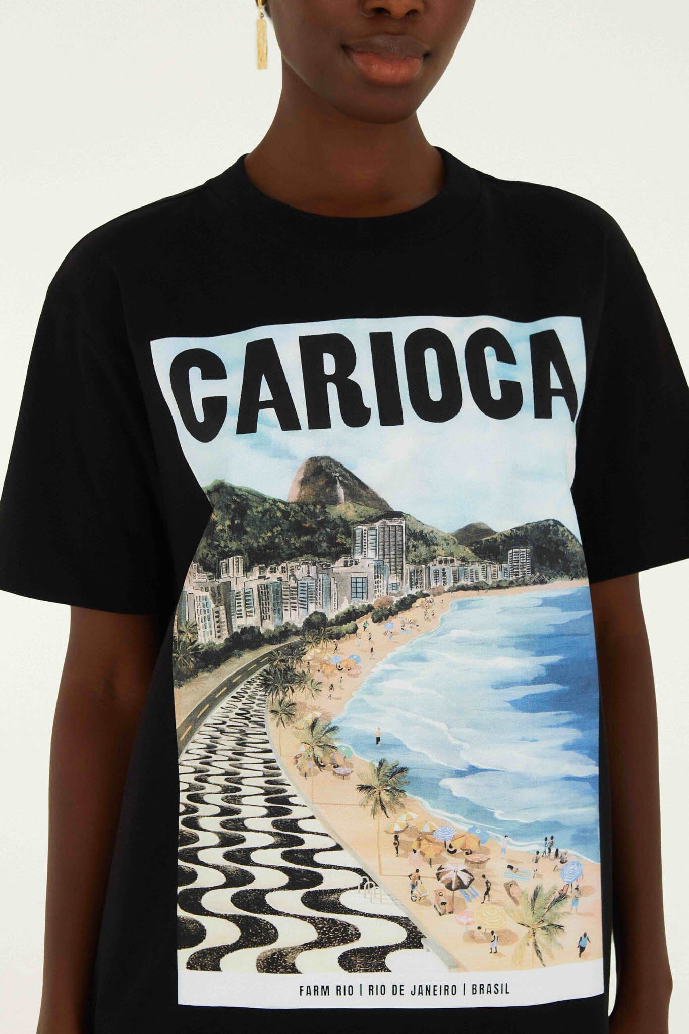 Black Landscape Carioca  Relaxed T-Shirt