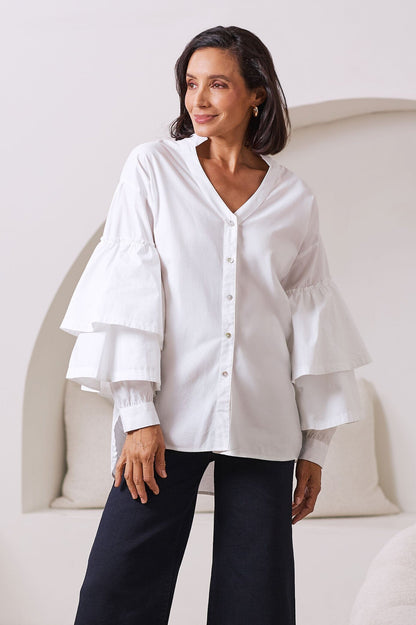 Alexis Long Sleeve Top White