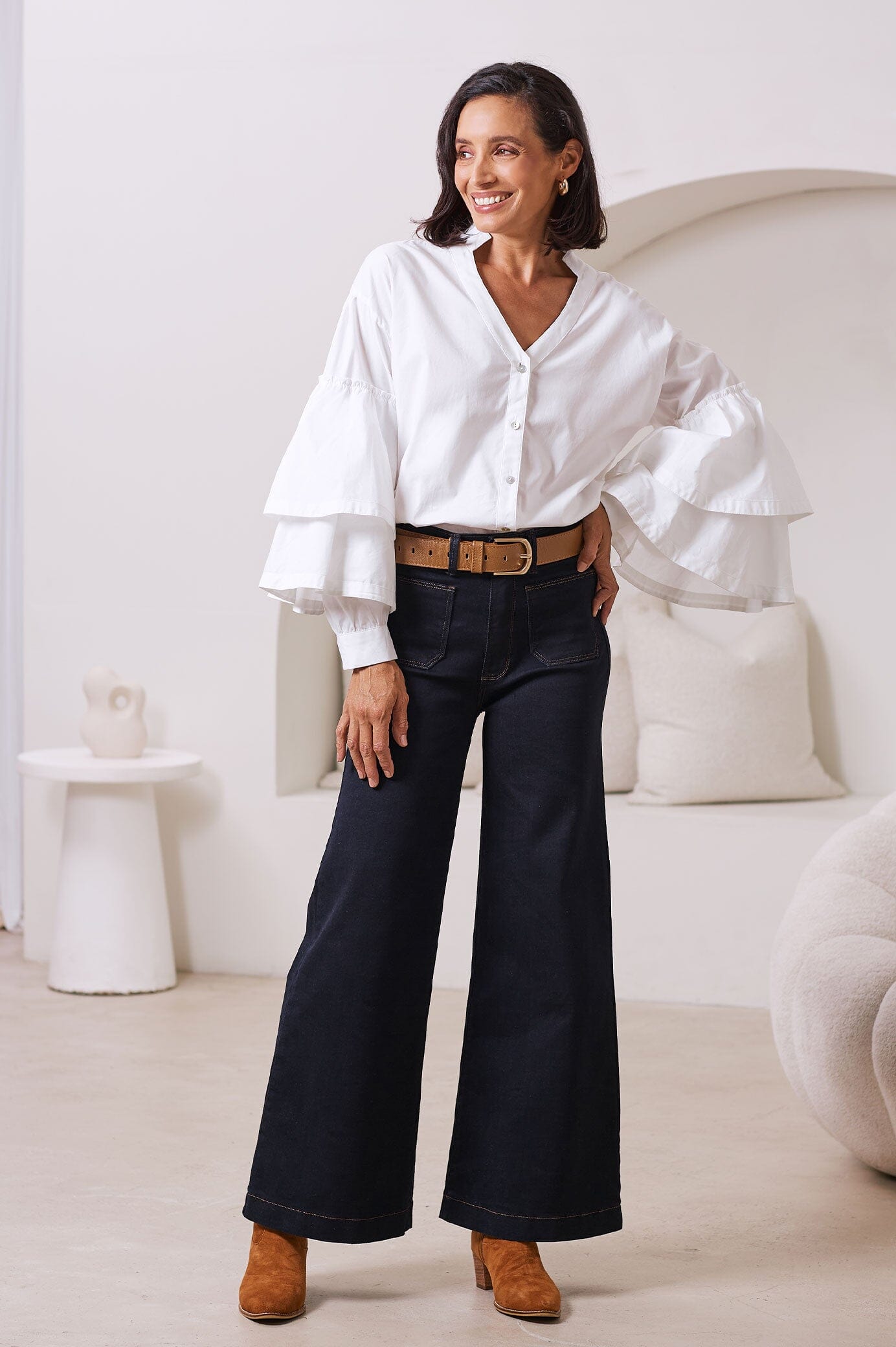 Alexis Long Sleeve Top White