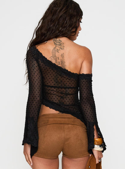 Empty Space Top Black Polka
