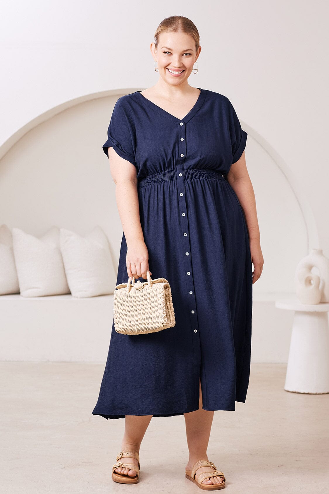 Georgina Short Sleeve Dress Navy
