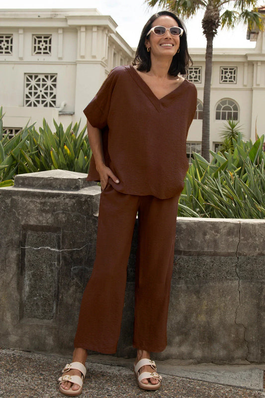 Gemma Straight Leg Tie Waist Pants Mocha