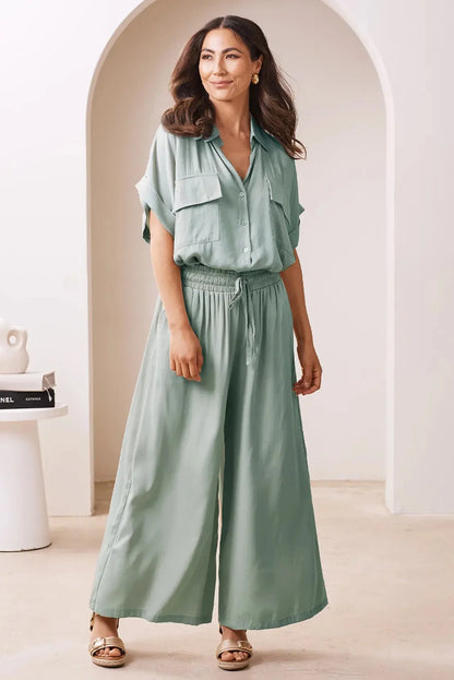 Vittoria Short Sleeve Collared V-Neck Shirt Teal
