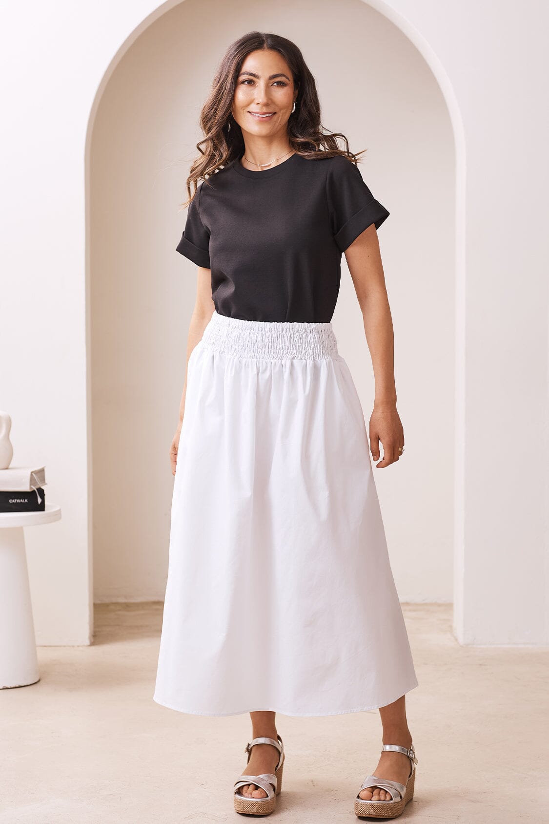 Brooke Midi A-Line Skirt White - Pre Order