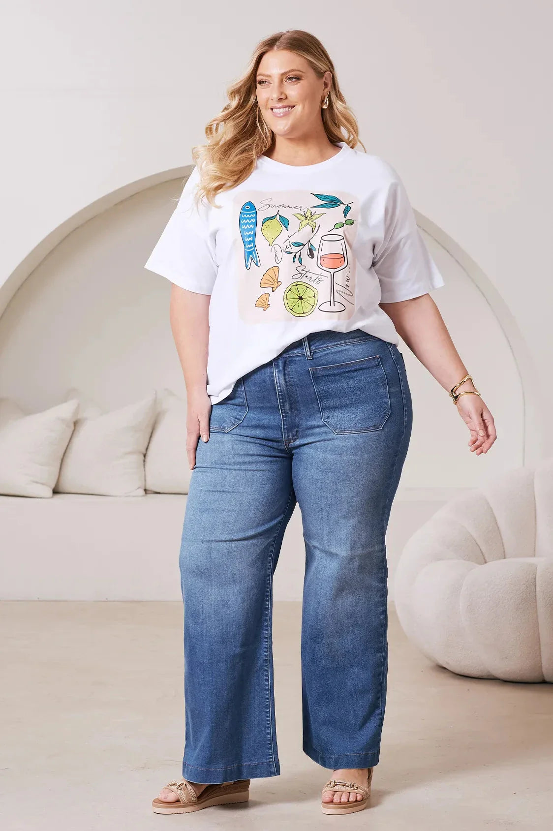 Summer Vibe Oversized Graphic T-Shirt White