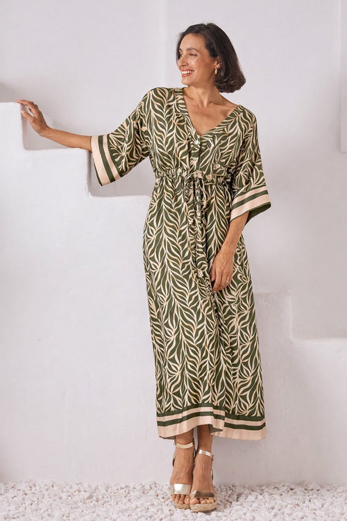 Natalia Short Sleeve Dress in Olive