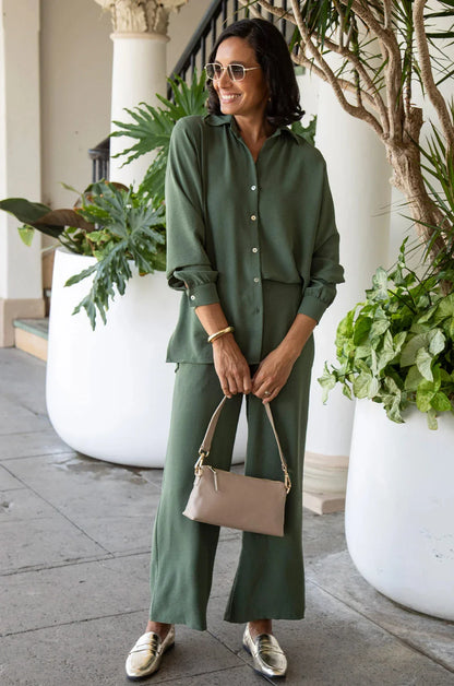 Paola Straight Leg Pants Olive - Pre Order