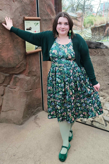Amanda Koala & Sloth Green Flared Dress