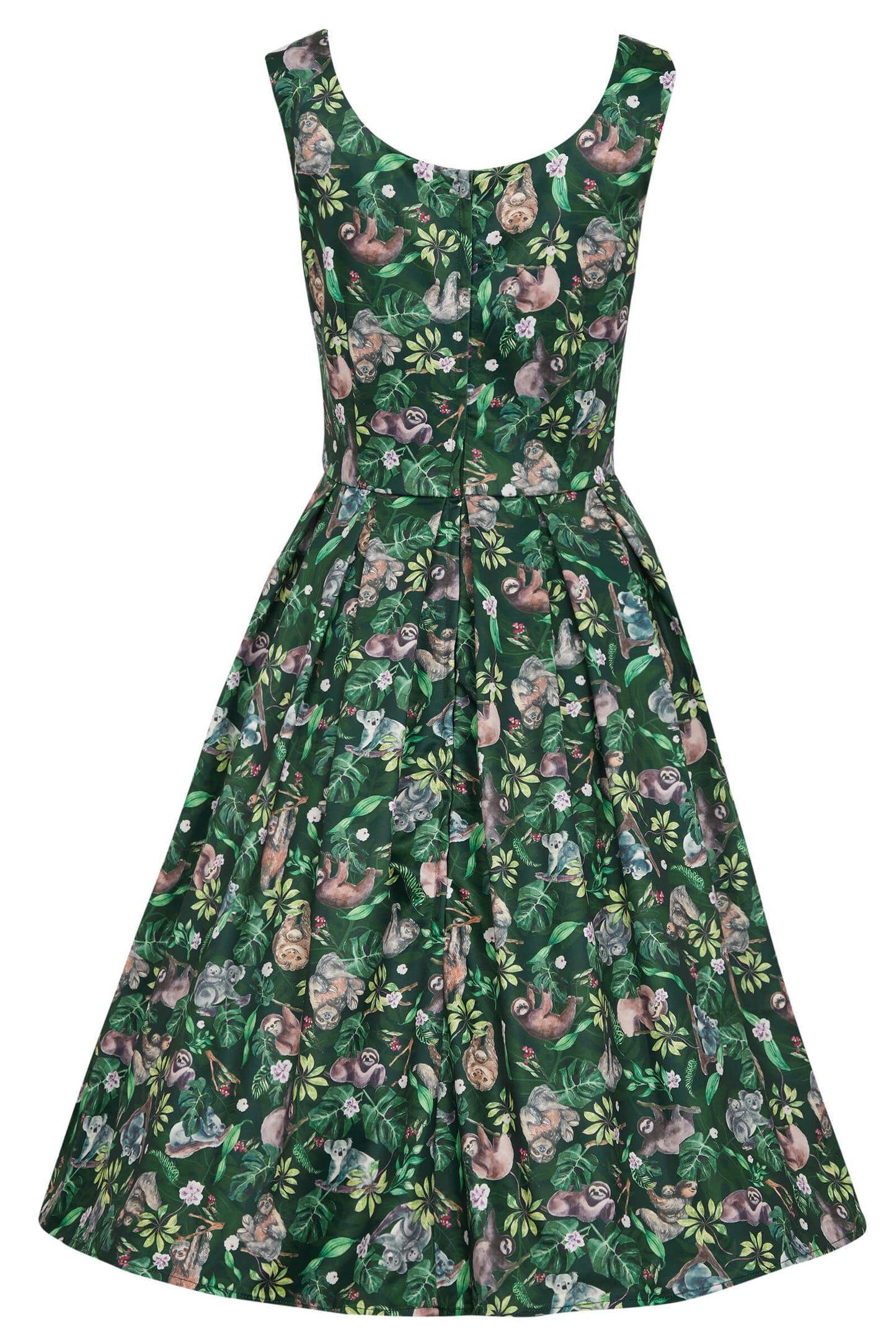 Amanda Koala & Sloth Green Flared Dress
