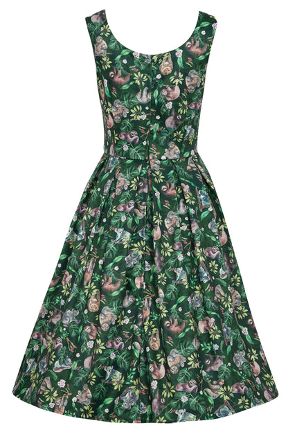 Amanda Koala & Sloth Green Flared Dress