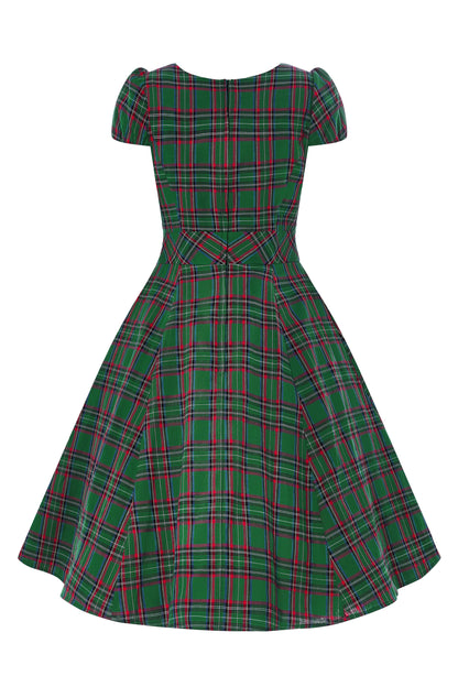 Claudia 50s Style Green Tartan Swing Dress
