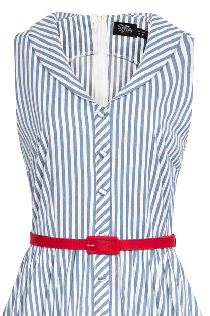 Maverick 50s Style Blue Pinstriped Shirt Dress