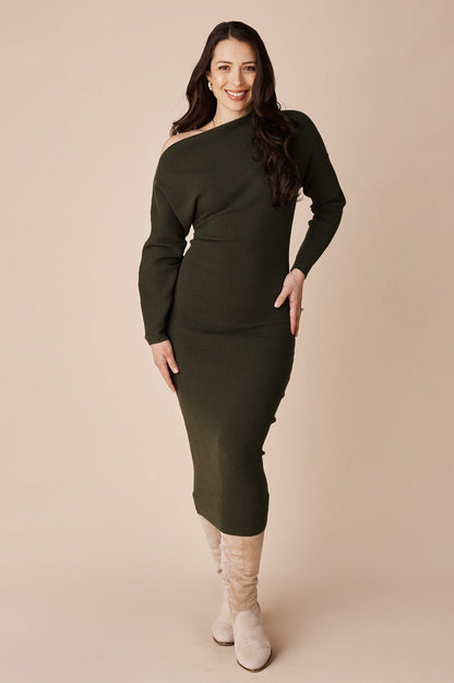 Reagan Long Sleeve Dress Olive