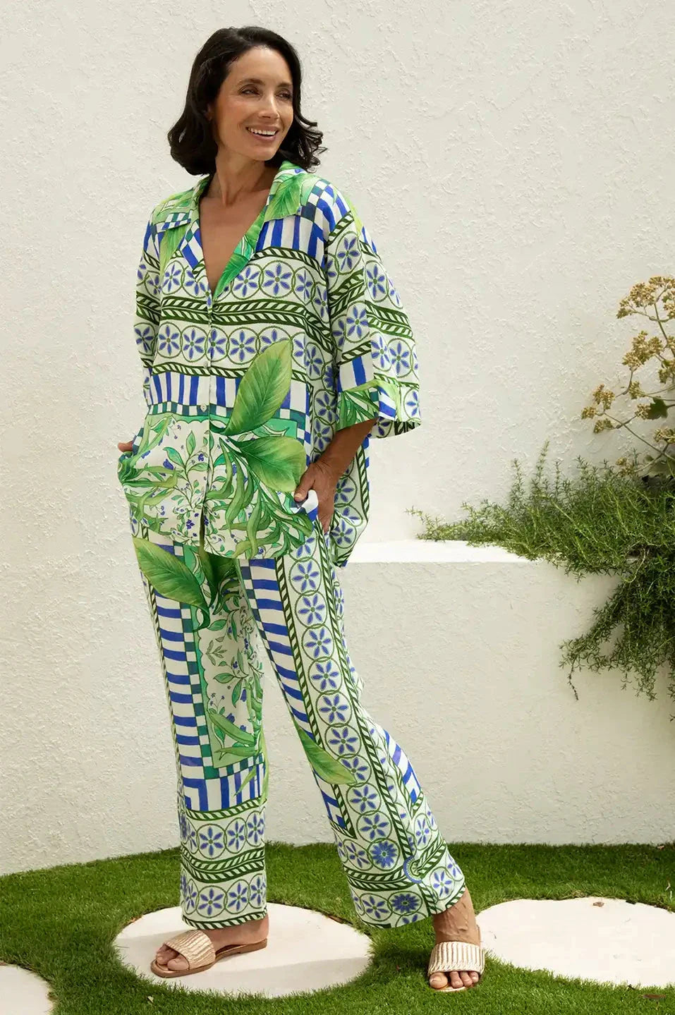 Tonya Straight Leg Tie Pants in Emerald