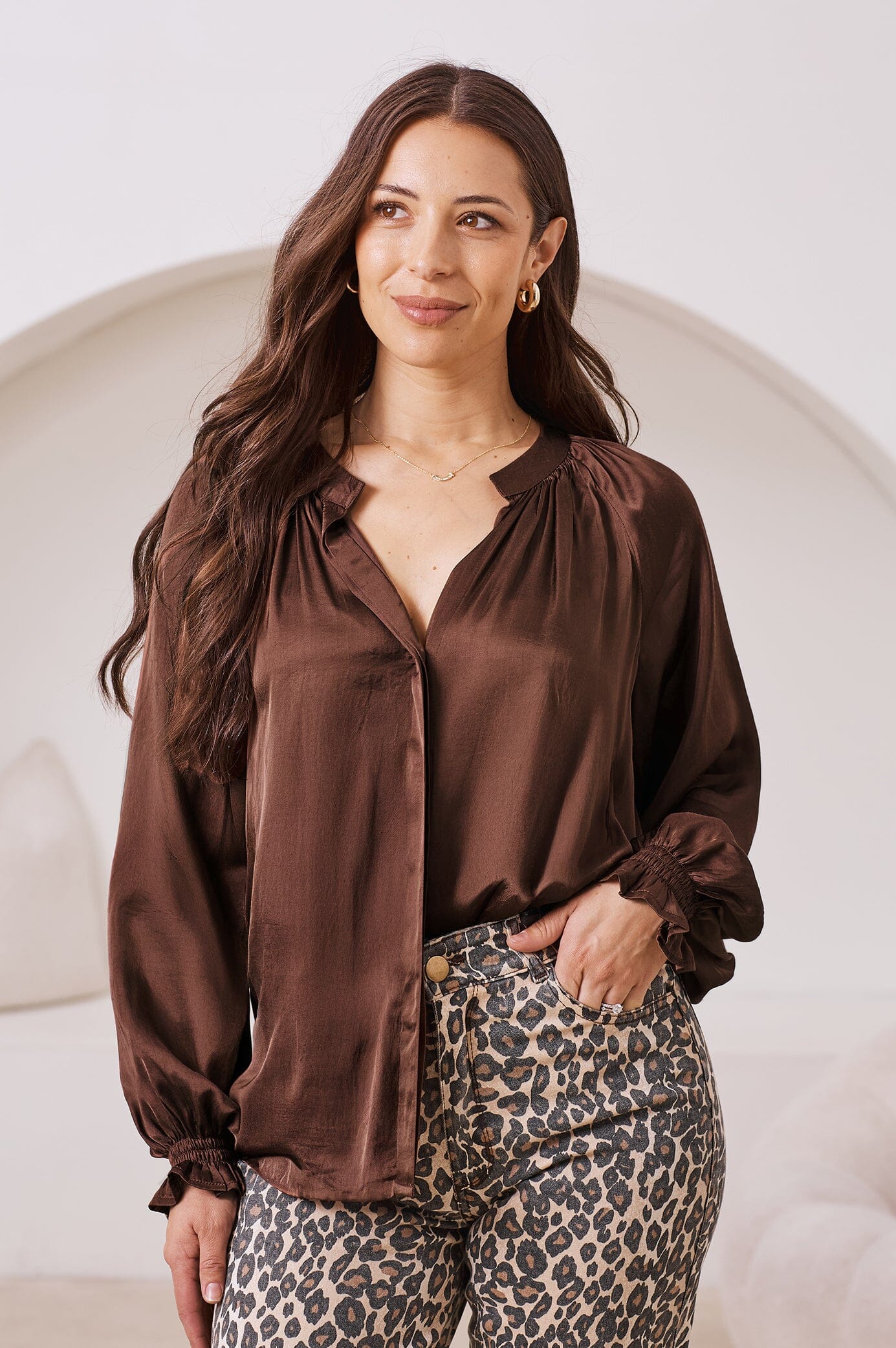 Sierra Long Sleeve Top Brown