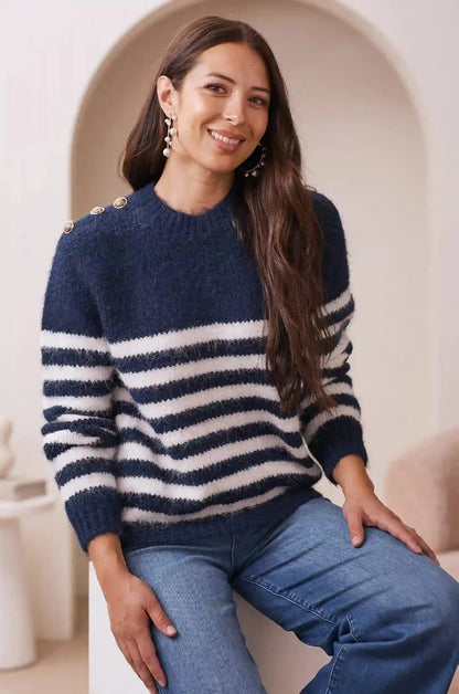 Alana Striped Jumper Navy