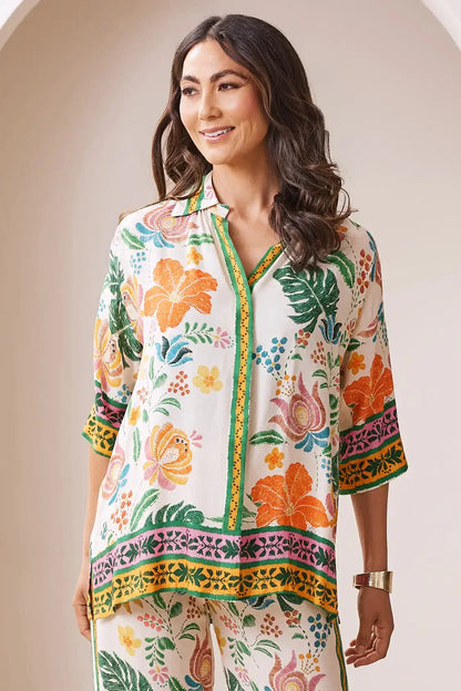 Alyce Floral Short Sleeve Collared Shirt