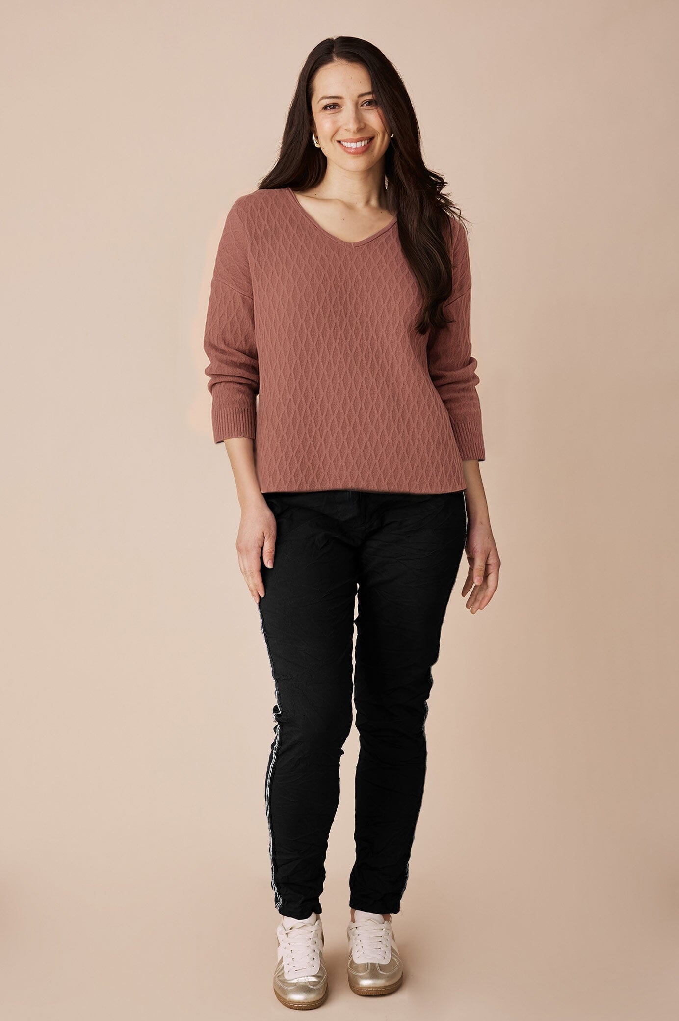 Kayla V-Neck Jumper Blush