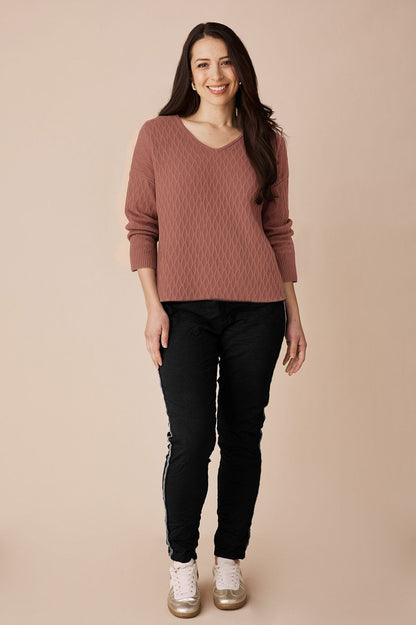 Kayla V-Neck Jumper Blush