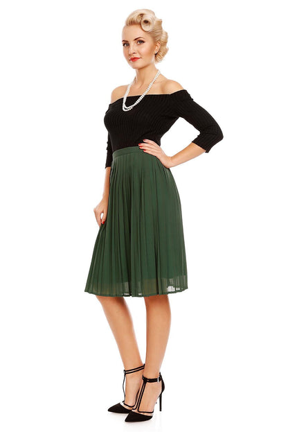 Gloria Off Shoulder Retro Top in Black