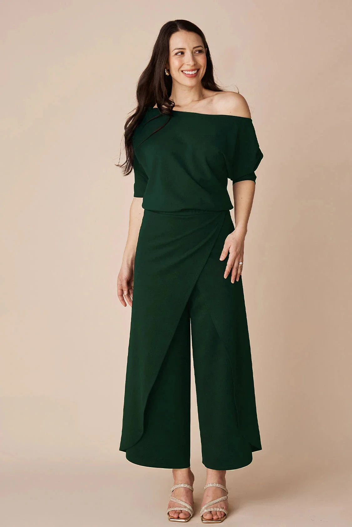 Claudette Wide Leg Pants Forest Green